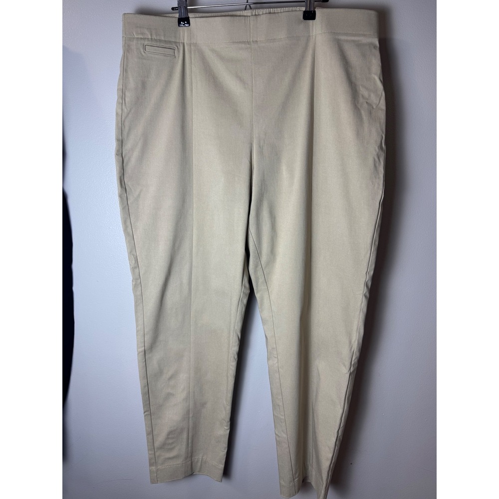 Croft & Barrow Ankle Pants Womens 18 Khaki Solid Stretch Pull On Mid Rise